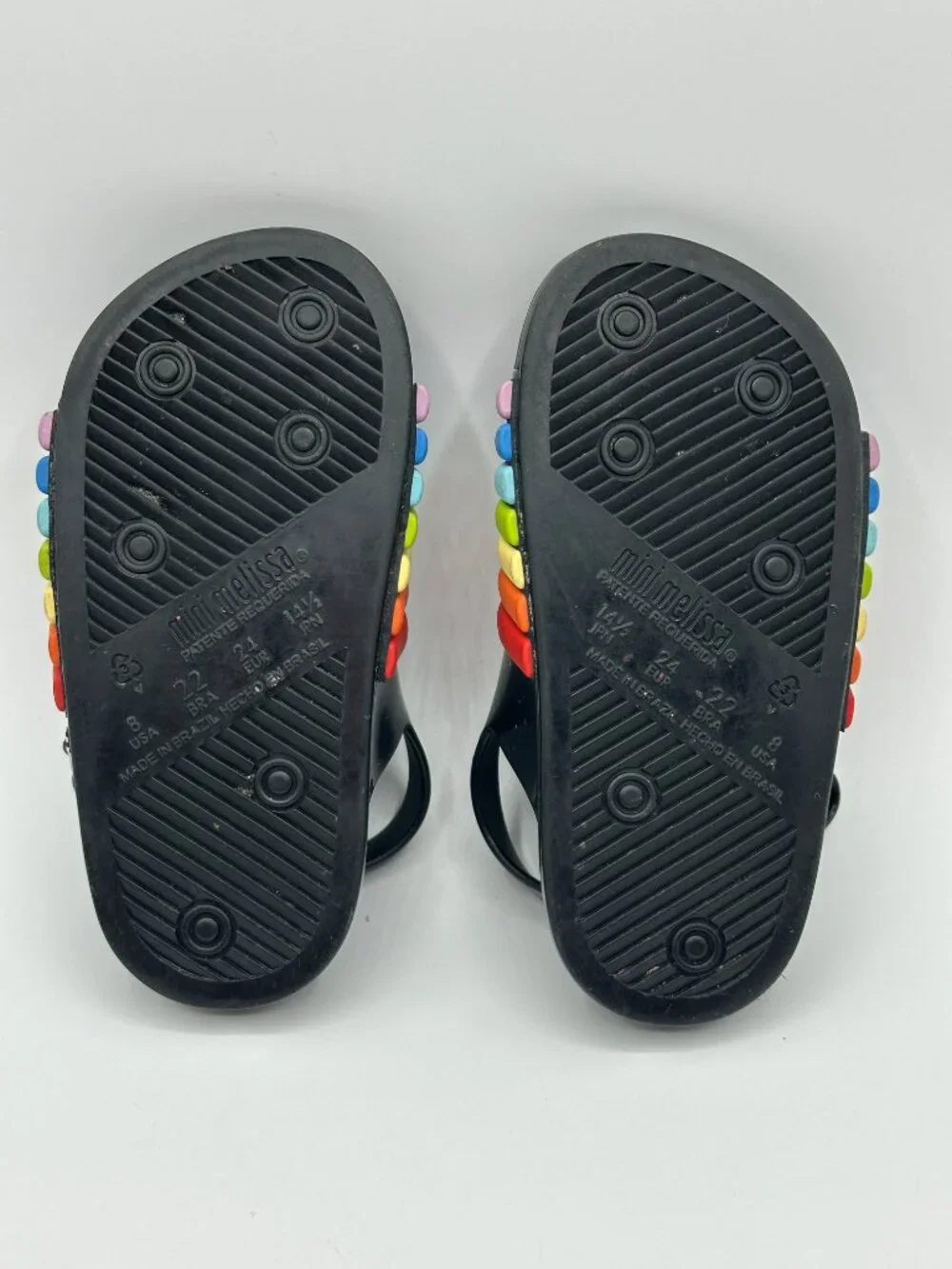 Mini Melissa Beach Slide Sandals Rainbow Black Girls Toddler US 8